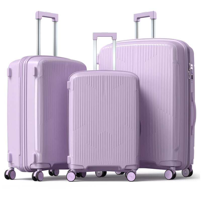 Nazhura Luggage Set, 3 - Piece Hardside Suitcase Set, 20 - inch Carry On, 24 - inch, 28 - inch Luggage (Purple)