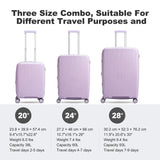 Nazhura Luggage Set, 3 - Piece Hardside Suitcase Set, 20 - inch Carry On, 24 - inch, 28 - inch Luggage (Purple)