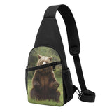 NCMDNWAUCK Chest Bag Sling Backpack Hi Bear Sit on the lawn Crossbody Sling Bag for Women Men Cross Body Bag