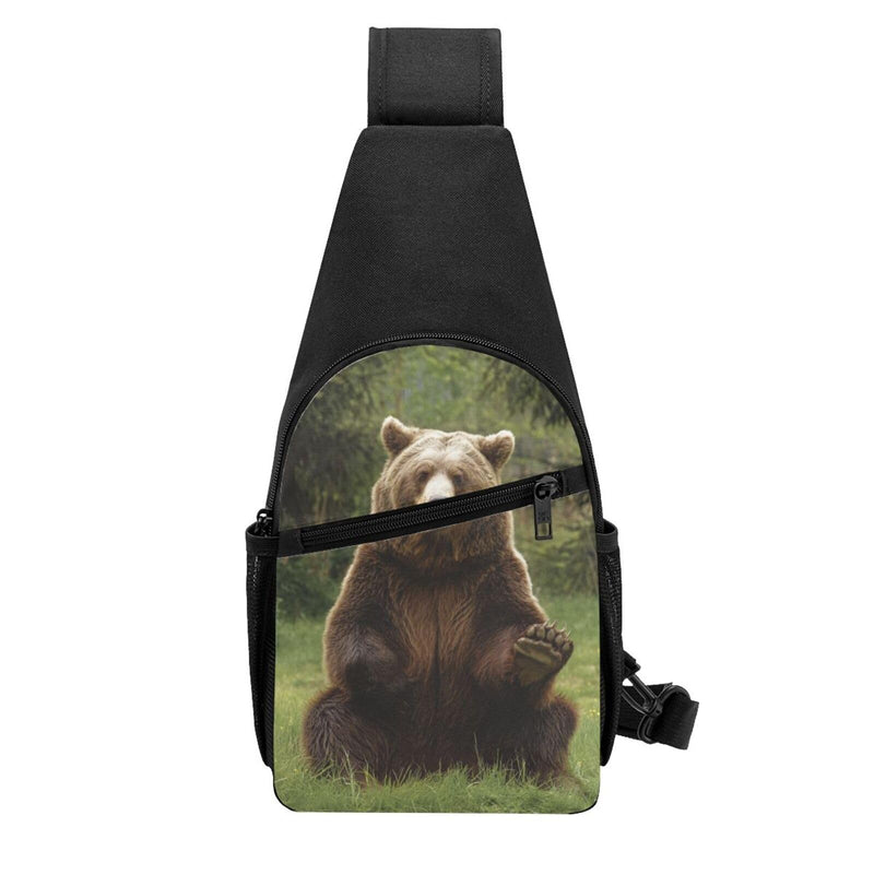 NCMDNWAUCK Chest Bag Sling Backpack Hi Bear Sit on the lawn Crossbody Sling Bag for Women Men Cross Body Bag