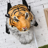 NEEVAS Backpack Stuffed Tiger Head 3D Simulation Personalised Lion Knapsack Shoulders Bag Animal Head Plush Rucksack (Yellow Tiger Head)