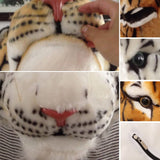 NEEVAS Backpack Stuffed Tiger Head 3D Simulation Personalised Lion Knapsack Shoulders Bag Animal Head Plush Rucksack (Yellow Tiger Head)