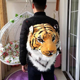 NEEVAS Backpack Stuffed Tiger Head 3D Simulation Personalised Lion Knapsack Shoulders Bag Animal Head Plush Rucksack (Yellow Tiger Head)