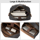 NEHOR Waxed Canvas Vintage Backpack Casual Genuine Leather Laptop Travel Rucksack for Men Women