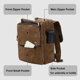 NEHOR Waxed Canvas Vintage Backpack Casual Genuine Leather Laptop Travel Rucksack for Men Women