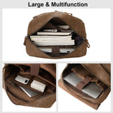 NEHOR Waxed Canvas Vintage Backpack Casual Genuine Leather Laptop Travel Rucksack for Men Women