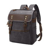NEHOR Waxed Canvas Vintage Backpack Casual Genuine Leather Laptop Travel Rucksack for Men Women