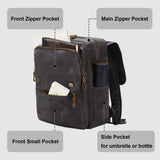 NEHOR Waxed Canvas Vintage Backpack Casual Genuine Leather Laptop Travel Rucksack for Men Women