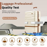 NEISIA Luggage Sets Lightweight Hard Shell Suitcases with Spinner Wheels for Family Travel - Durable PC+ABS Material Carry On Luggage YKK Zippers (Beige, 6 Piece Sets (18/20/24/28/DB/TB))