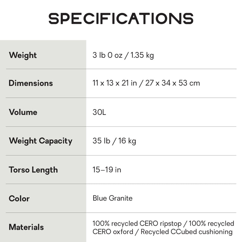 NEMO Equipment Persist Women's 30L Endless Promise All - Adventure Backpack - Blue Granite - 30L