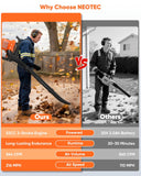 NEO - TEC 52 cc Gas Backpack Leaf Blower 564 CFM 216 MPH 2 - Cycle Engine Padded Harness Anti - Vibration Easy - Start Back Pack Leaf Blowers Gas for Lawn Yard Care - Gifts for Dad