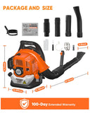 NEO - TEC 52 cc Gas Backpack Leaf Blower 564 CFM 216 MPH 2 - Cycle Engine Padded Harness Anti - Vibration Easy - Start Back Pack Leaf Blowers Gas for Lawn Yard Care - Gifts for Dad