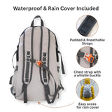 Nereiva Foldable Backpack with Rain Cover - Multiple Pockets - Waterproof Lightweight Packable Backpack for Travel Camping, 35L Hiking Foldable Daypack for Men Women Black