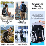 Nereiva Foldable Backpack with Rain Cover - Multiple Pockets - Waterproof Lightweight Packable Backpack for Travel Camping, 35L Hiking Foldable Daypack for Men Women Black
