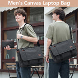 Nerlion Messenger Bag 15.6 Inch Laptop Bag Computer Bag Canvas Water - resistant Shoulder Bag Work Briefcase Bookbag for College (15.6", Dark Gray)