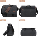 Nerlion Messenger Bag 15.6 Inch Laptop Bag Computer Bag Canvas Water - resistant Shoulder Bag Work Briefcase Bookbag for College (15.6", Dark Gray)