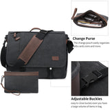 Nerlion Messenger Bag 15.6 Inch Laptop Bag Computer Bag Canvas Water - resistant Shoulder Bag Work Briefcase Bookbag for College (15.6", Dark Gray)