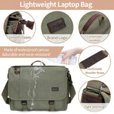Nerlion Messenger Bag for Men 17 - 17.3 Inch Laptop Bag Canvas Water - resistant Computer Bag Shoulder Bag Work Briefcase Bookbag for College (Green)