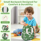 Neverwhy Corduroy Toddler Backpack for Boys Girls 2 - 5, Water - Resistant 11 Inch Small Kids Backpack for School Kindergarten Travel, Lightweight Bookbag for Preschool Daycare - Green Dinosaur