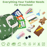 Neverwhy Corduroy Toddler Backpack for Boys Girls 2 - 5, Water - Resistant 11 Inch Small Kids Backpack for School Kindergarten Travel, Lightweight Bookbag for Preschool Daycare - Green Dinosaur
