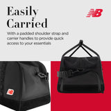 New Balance Duffel Bag, Legacy Icon Commuter Travel Bag for Men and Women, Black, One Size