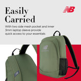 New Balance Laptop Backpack, Commuter Travel Bag for Men and Women, Olive, 19 Inch