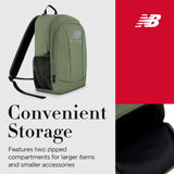 New Balance Laptop Backpack, Commuter Travel Bag for Men and Women, Olive, 19 Inch