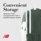 New Balance Laptop Backpack, Core Performance Travel Bag for Men and Women, Green, One Size