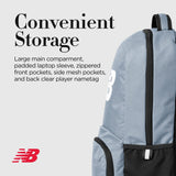 New Balance Laptop Backpack, Team Travel Sports Gym Bag for Men and Women, Grey, 18 Inch
