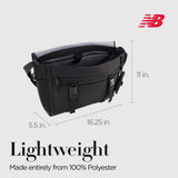 New Balance Messenger Bag, Athletics Collection Travel Handbag for Men and Women, Black, One Size