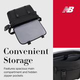 New Balance Messenger Bag, Athletics Collection Travel Handbag for Men and Women, Black, One Size