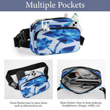 New Blue Flowers Waist Bags Waist Packs with Adjustable Strap Classic Twill Fabric Fanny Bag for Workout