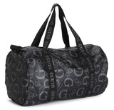 NEW GUESS Black Grey G Logo Gym Weekend Travel Lightweight Small Duffle Bag Handbag