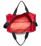 NEW GUESS Logo Gym Weekend Travel Nylon Lightweight Small Duffle Bag Handbag - Red/Black