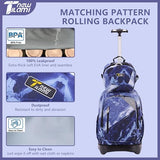 NEW TILAMI 18 inch Rolling Backpack Boys for School – Durable, Waterproof, Adjustable Handle, Stair Climbing, Variety of Colors & Patterns, Lightning Purple