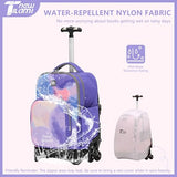 NEW TILAMI 18 inch Rolling Backpack Boys & Girls for School – Durable, Waterproof, Adjustable Handle, Ideal for Travel & Daily Use, Purple Sky