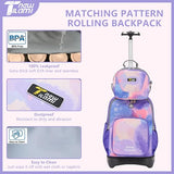 NEW TILAMI 18 inch Rolling Backpack Boys & Girls for School – Durable, Waterproof, Adjustable Handle, Ideal for Travel & Daily Use, Purple Sky