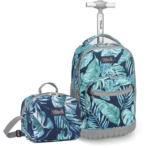 NEW TILAMI 18 Inch Rolling Backpack for Kids, Boys Wheeled Laptop Rolling Backpack for Girls Travel School Student Trip Using, Leaves | Backpacks4Less