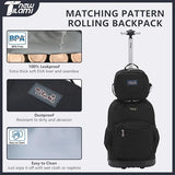 NEW TILAMI 18 inch Rolling Backpack for Kids - Waterproof, Stair-Climbing, Durable, Personalized Design for School, Travel, Black