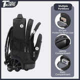 NEW TILAMI 18 inch Rolling Backpack for Kids - Waterproof, Stair-Climbing, Durable, Personalized Design for School, Travel, Black