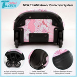 NEW TILAMI 18 Inch Rolling Backpack with Wheels for Girls Boys Kids Laptop Backpack School Travel, Pink Flowers