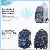 NEW TILAMI 19 inch Rolling Backpack Teens Rolling Backpack Cute Wheeled Laptop Backpack Bookbag Roller Travel Bag College, Doodle Grey