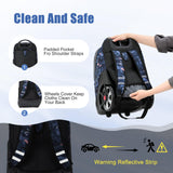 NEW TILAMI 19 inch Rolling Backpack Teens Rolling Backpack Cute Wheeled Laptop Backpack Bookbag Roller Travel Bag College, Doodle Grey