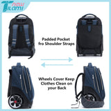 NEW TILAMI 19 inch Rolling Backpack Teens Rolling Backpack Cute Wheeled Laptop Backpack Bookbag Roller Travel Bag College, Navy Blue