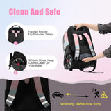 NEW TILAMI 19 inch Rolling Backpack Teens Rolling Backpack Cute Wheeled Laptop Backpack Bookbag Roller Travel Bag College,Pink