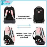 NEW TILAMI 19 inch Rolling Backpack Teens Rolling Backpack Cute Wheeled Laptop Backpack Bookbag Roller Travel Bag College,Pink