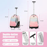 NEW TILAMI 19 inch Rolling Backpack Teens Rolling Backpack Cute Wheeled Laptop Backpack Bookbag Roller Travel Bag College,Pink