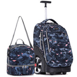 NEW TILAMI 19 Inch Rolling Backpack with Lunch Bag for Girls Boys Wheeled Laptop Backpack Durable Carry - on Bag School Travel, Doodle Grey