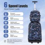 NEW TILAMI 19 Inch Rolling Backpack with Lunch Bag for Girls Boys Wheeled Laptop Backpack Durable Carry - on Bag School Travel, Doodle Grey