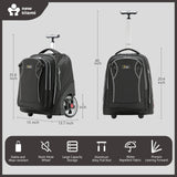 NEW TILAMI 20" Rolling Backpack for Teens Adults, Climbing Stairs Waterproof Backpack with Wheels for School Business Trave Camping with Laptop Compartment, Fit 17 Inch Laptop, Black